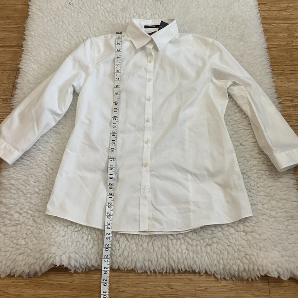 Lands End Womens 4 Blouse White Button Collar Long Sleeve Cotton Brand New - Picture 6 of 8